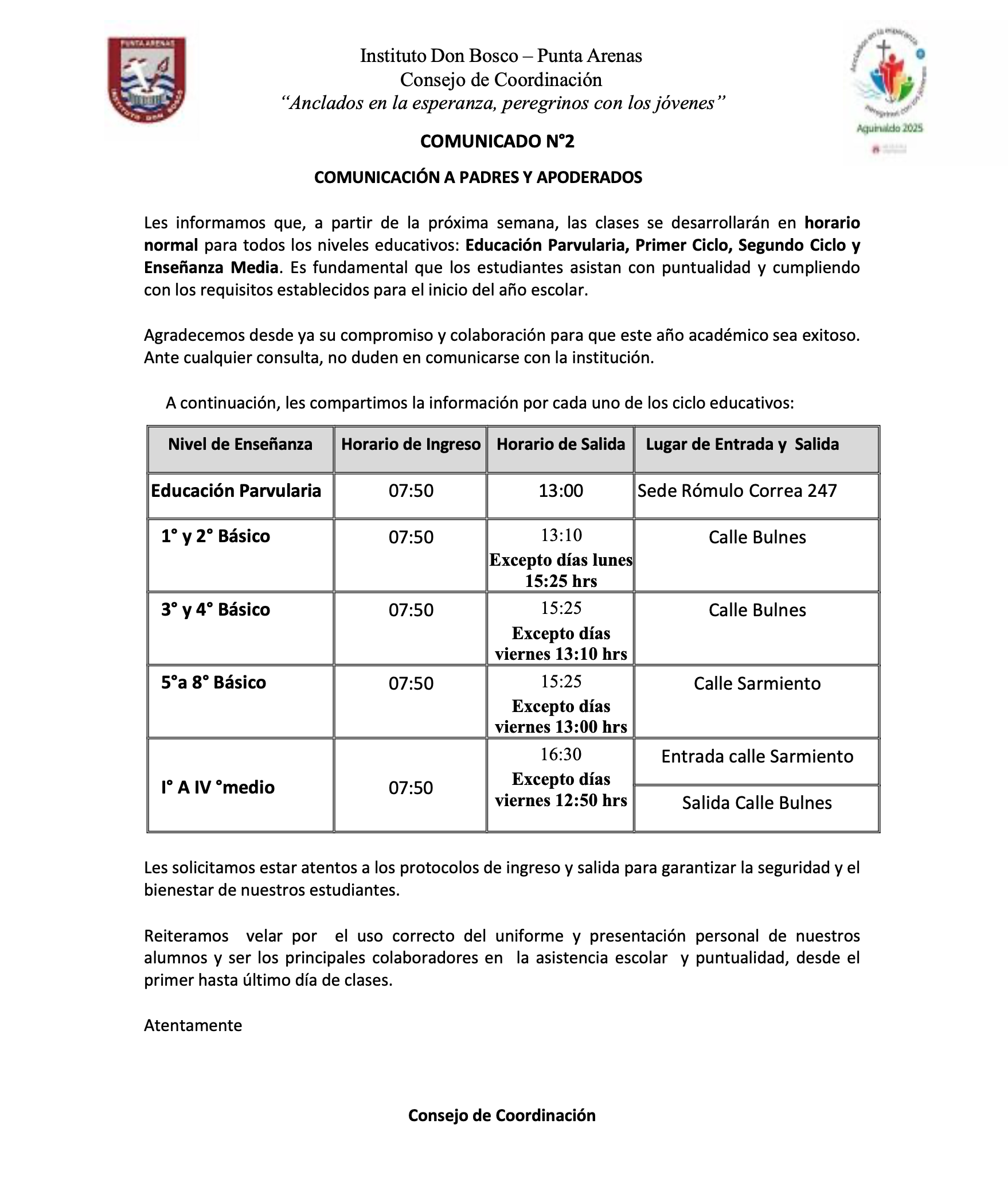 nuevos horarios